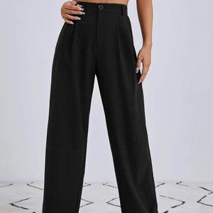 SHEIN Solid Zip Up Straight Leg Pants